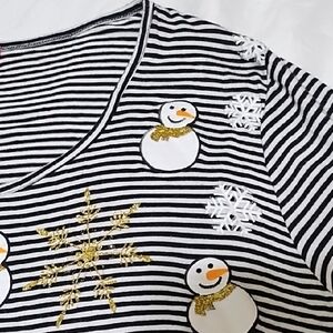 Striped Snowman Long Sleeve Top